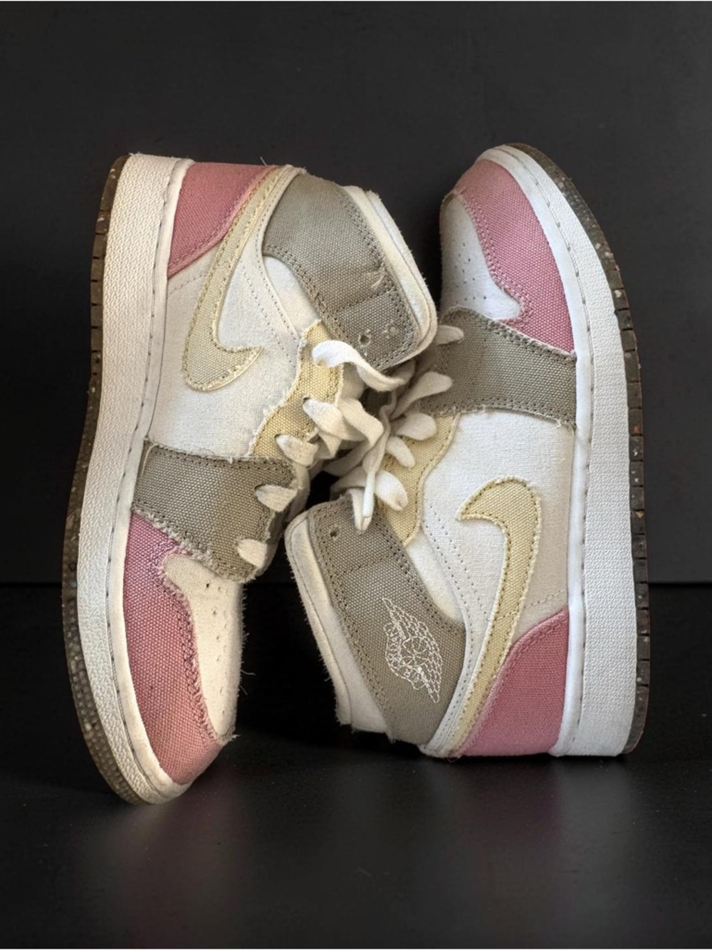 Jordan Kids High-Top Sneakers in Pink, Gray & Cream dropped in 2022 -Limited